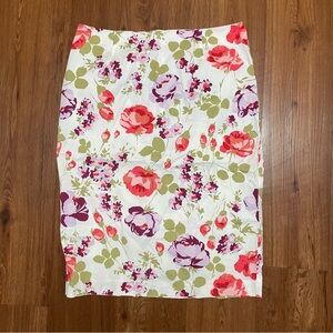 Vintage Laura Ashley Size 12 Floral Midi Pencil Skirt
